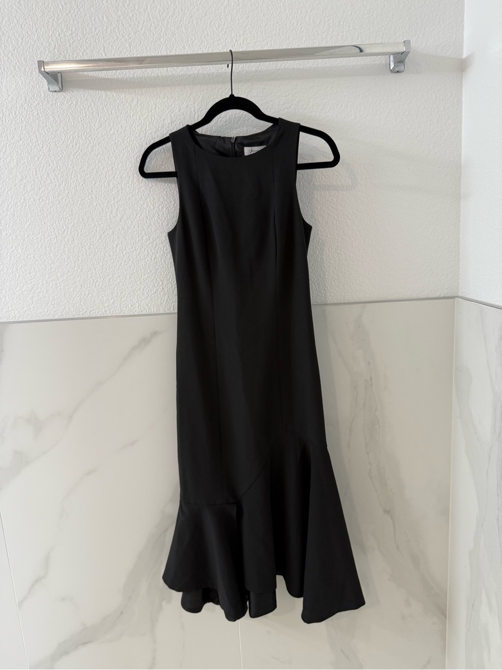 Classic Black Sleeveless Ruffle Hem Dress
